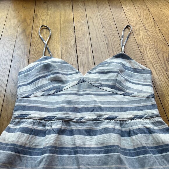Theory size 10 Melaena Haviana Striped Spaghetti Strap Knee Length Dress - Picture 5 of 14